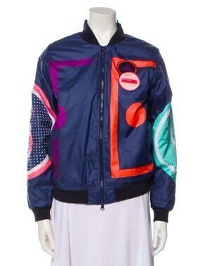 Rare STELLA MCCARTNEY Adidas full zip navy multi Graphic Print Bomber Jacket Sm